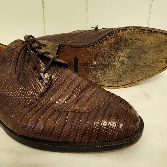 Mezlan lizard shoes 8.5 men\'s brown lace up oxfords main image 3